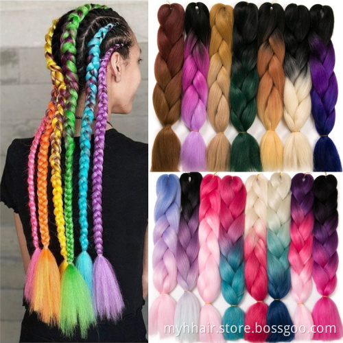 Synthetic hair pre stretched Crochet Hair 24 inch Ombre Braiding Hair for Women extensions Wholesale Cheap Jumbo Braid